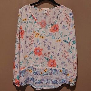 Old Navy Women's Boho Style Floral Long Sleeve Blouse, Size M